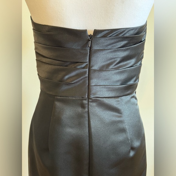 NEW Bill Levkoff Black Satin Strapless Cocktail Party Evening Prom Dress Size 6 - Picture 4 of 9